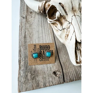Western Turquoise Square Earrings - Nova Lee Boutique