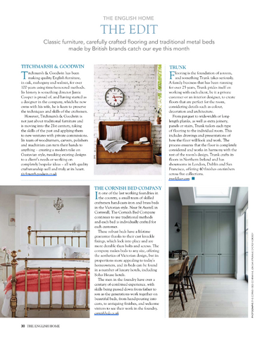 The English Home Magazine featuring The Cornish Bed Company