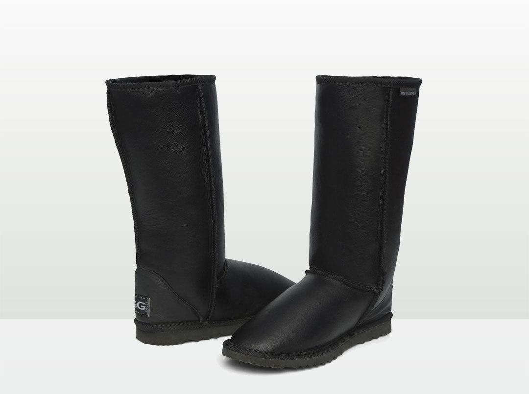 black leather uggs tall