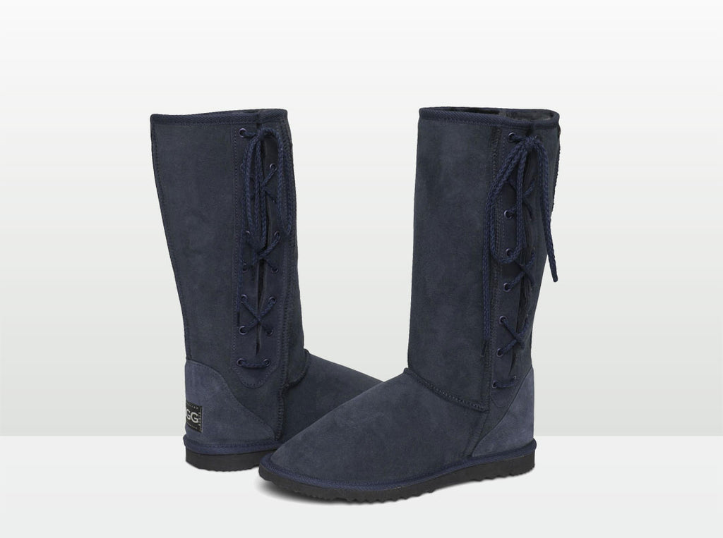 blue sheepskin boots