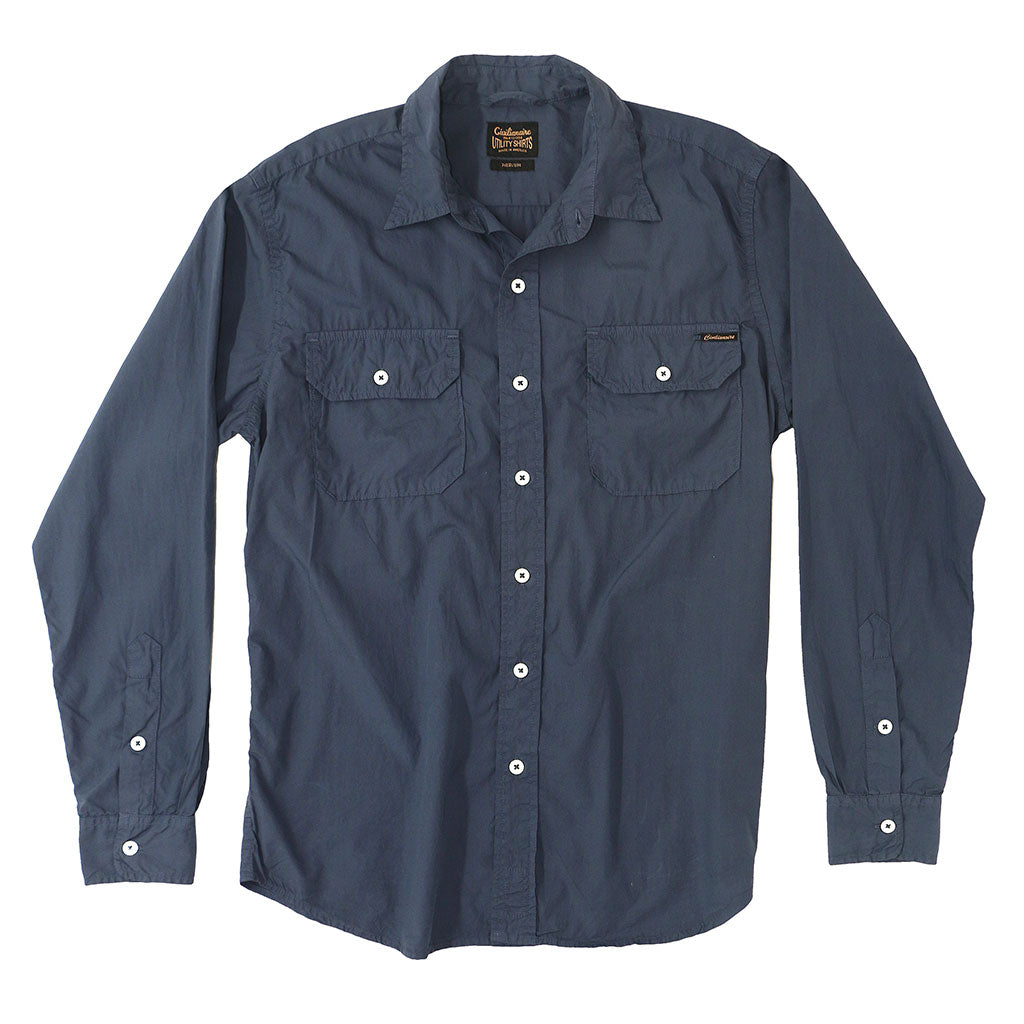 Long Sleeve 2 Pocket Notch Flap Shirt Poplin - Dark Slate Blue ...