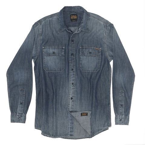 Long Sleeve Sawtooth Pocket 6.5 Denim Western Shirt - Dark Wash ...