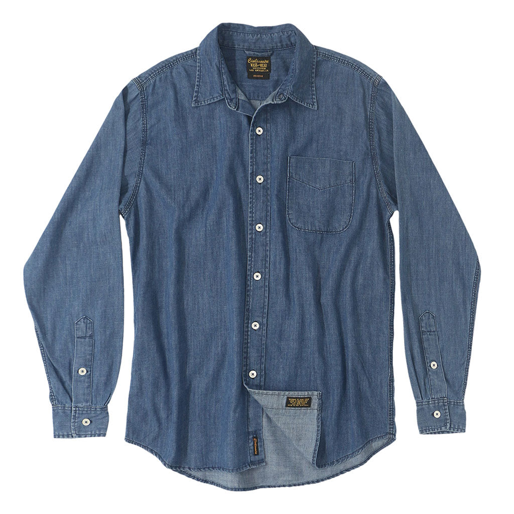 Long Sleeve 1 Pocket Shirt 6.5 oz. Denim - Dark Stone Wash – Civilianaire