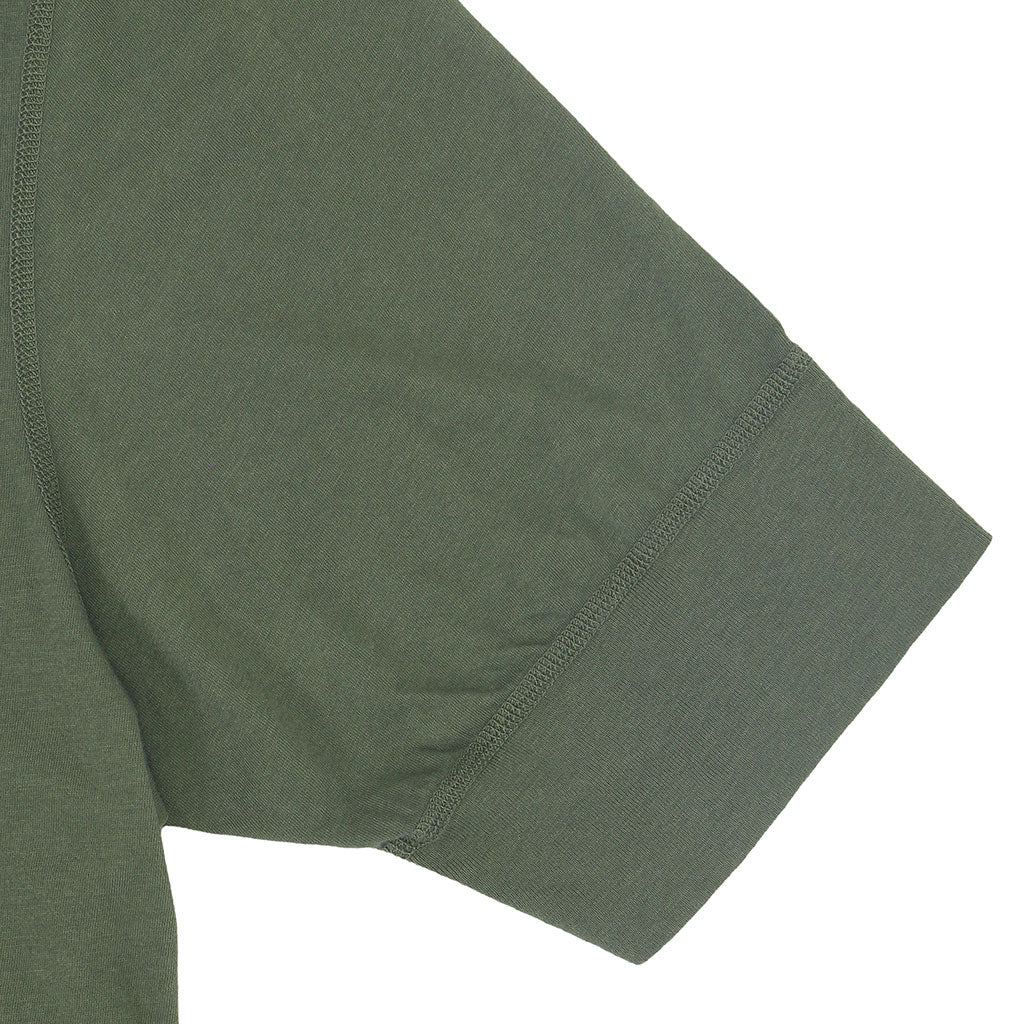 Short Sleeve Banded Henley - Cotton - Old Olive