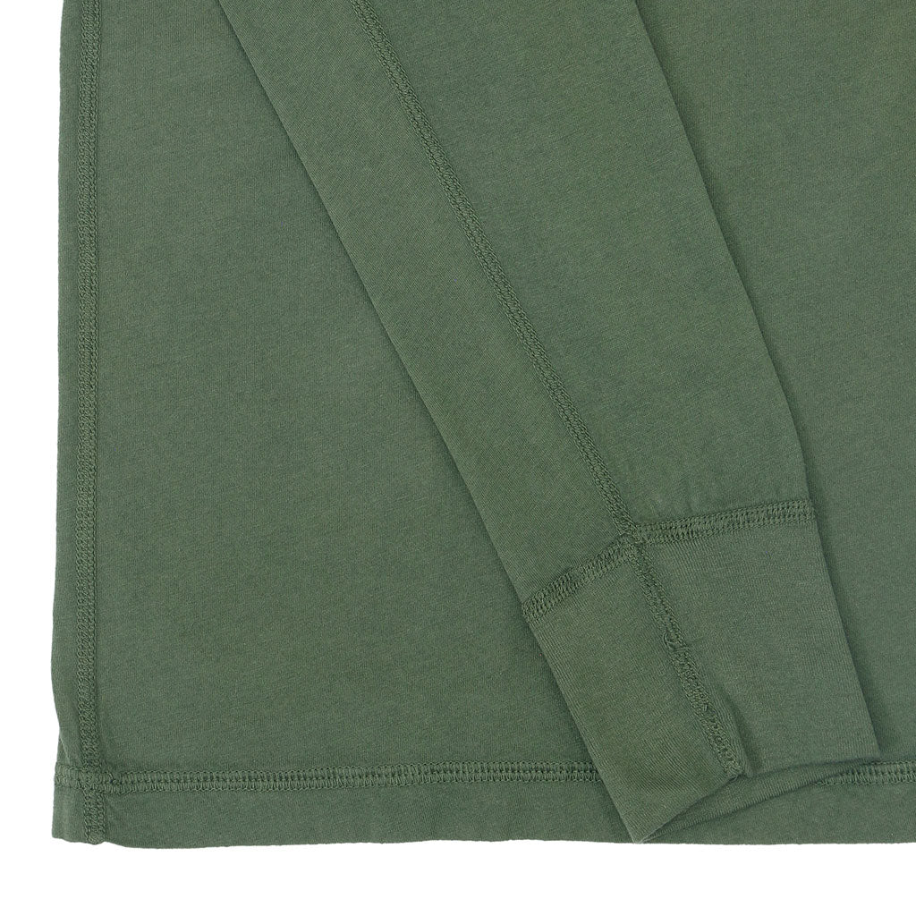 Long Sleeve Banded Henley - Cotton - OLD OLIVE
