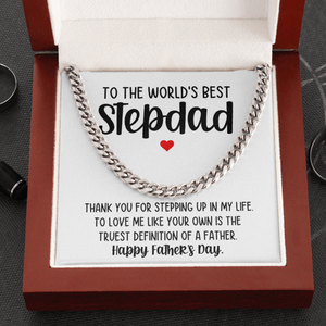 To The World's Best Stepdad Cuban Link Chain Father's Day Gift For Bonus Dad