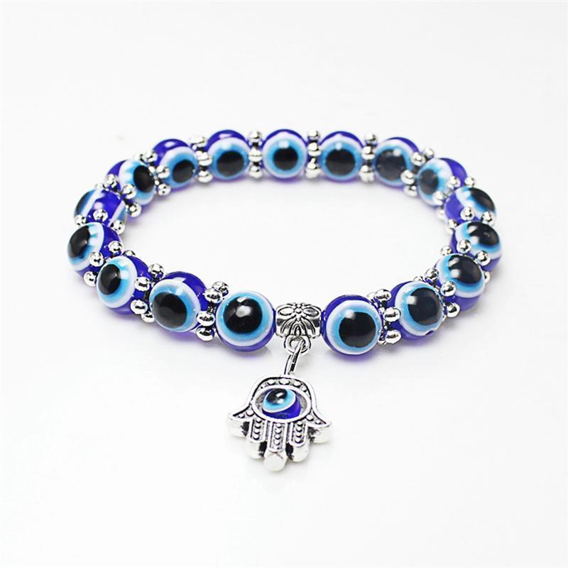 Blue Evil Eye Hand Fatima Bracelet - GoodVibes Heaven