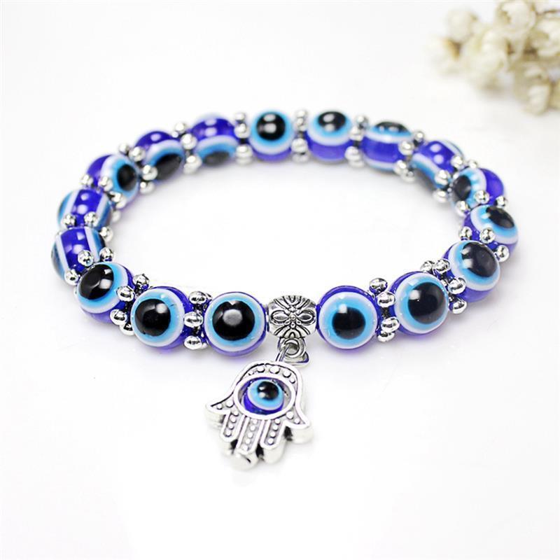 Blue Evil Eye Hand Fatima Bracelet - GoodVibes Heaven