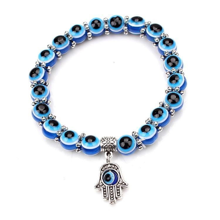 Blue Evil Eye Hand Fatima Bracelet - GoodVibes Heaven