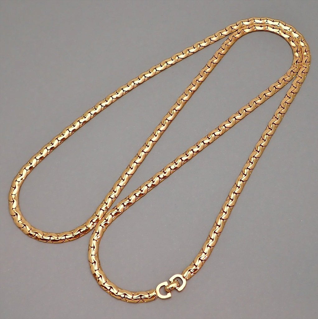 CHRISTIAN DIOR Necklace Chain AUTH Logo CD Vintage Rare Gold L92CM Kawaii  FS  eBay