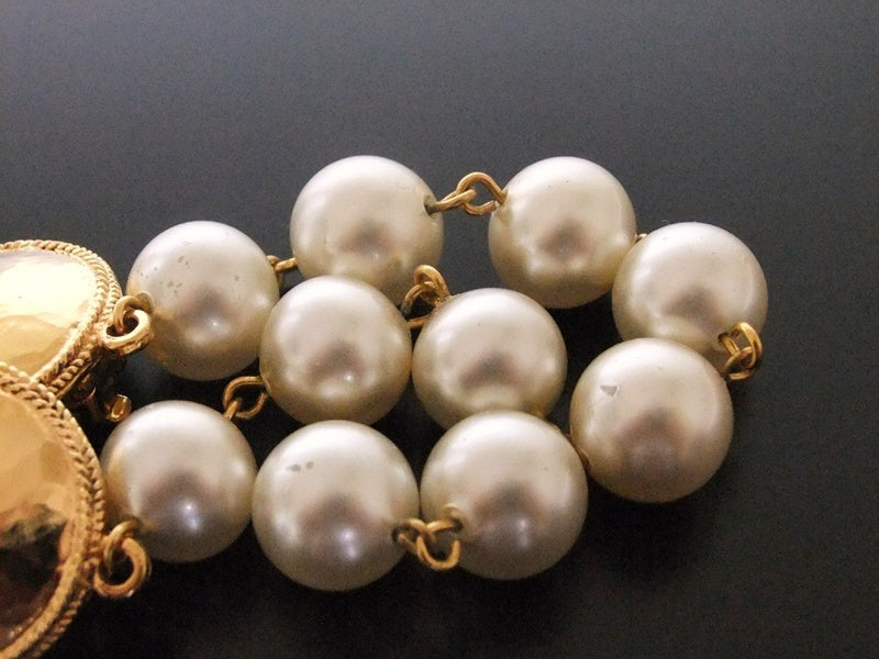 Authentic vintage Chanel earrings 5 swing pearls dangle long | Vintage Five