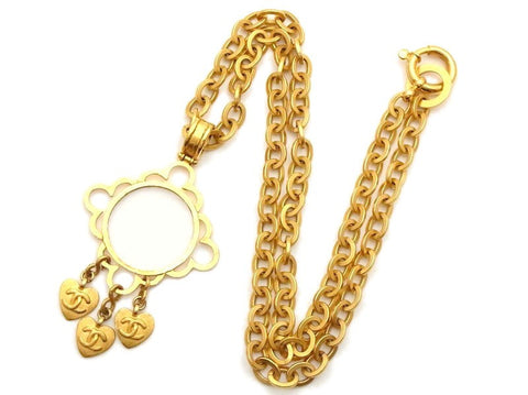 Authentic vintage Chanel necklace chain gold CC heart loupe pendant ...