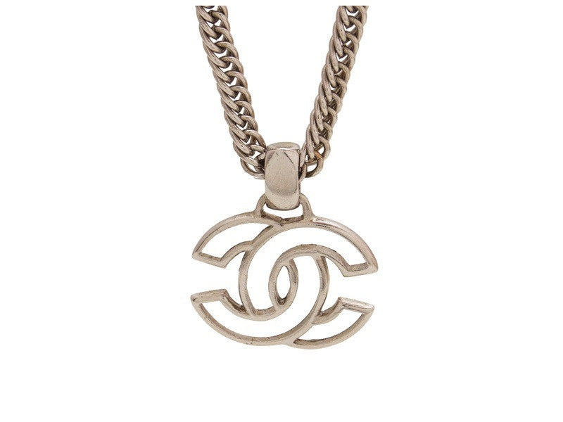 Chanel Twisted CC Pendant Necklace Metal with Crystals and Faux Pearl Silver   eBay
