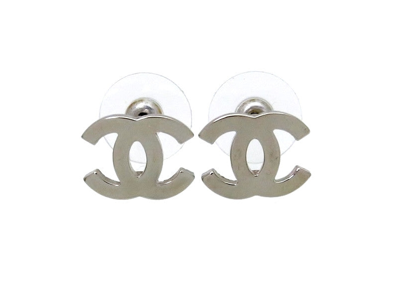 Chanel CC Crystals Silver Tone Clip On Earrings Chanel  TLC