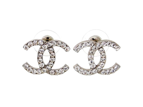 Vintage Chanel stud earrings CC logo rhinestone | Vintage Five