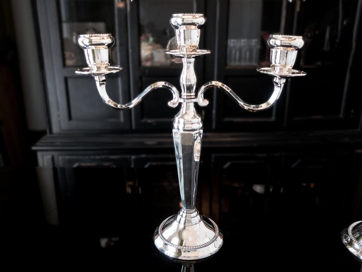 Vintage Silver Plate Candelabra Pair Candle Holders Convertible ...