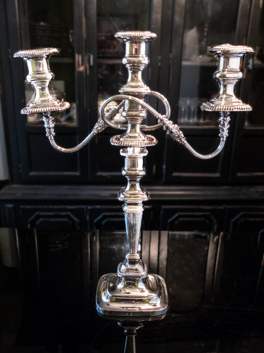 Antique Large Old Sheffield Plate Candelabra Candle Holder Convertible ...