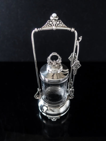 Antique Victorian Silver Plate Pickle Castor With Jadeite Stone And To Inventifdesigns