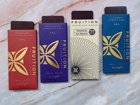 Colorful dark chocolate bars