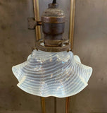 Petite Early 20th Century Opaline Ruffle And Brass Pendant