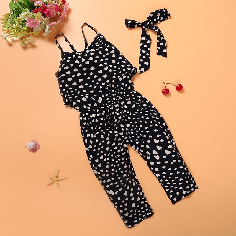 New Summer Kids Fashion Girls Clothing Sets Cotton Sleeveless Polka Dot Strap Jumpsuit - Order It All