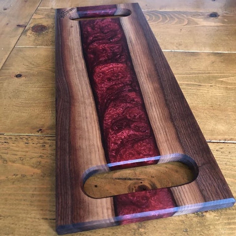 Epoxy Resin Cutting Board with Red Colored Resin