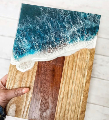 DIY Epoxy Resin Ocean Art Serving Tray