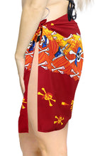 Load image into Gallery viewer, la-leela-likre-swimsuit-wrap-pareo-girl-beach-sarong-printed-72x21-red_331