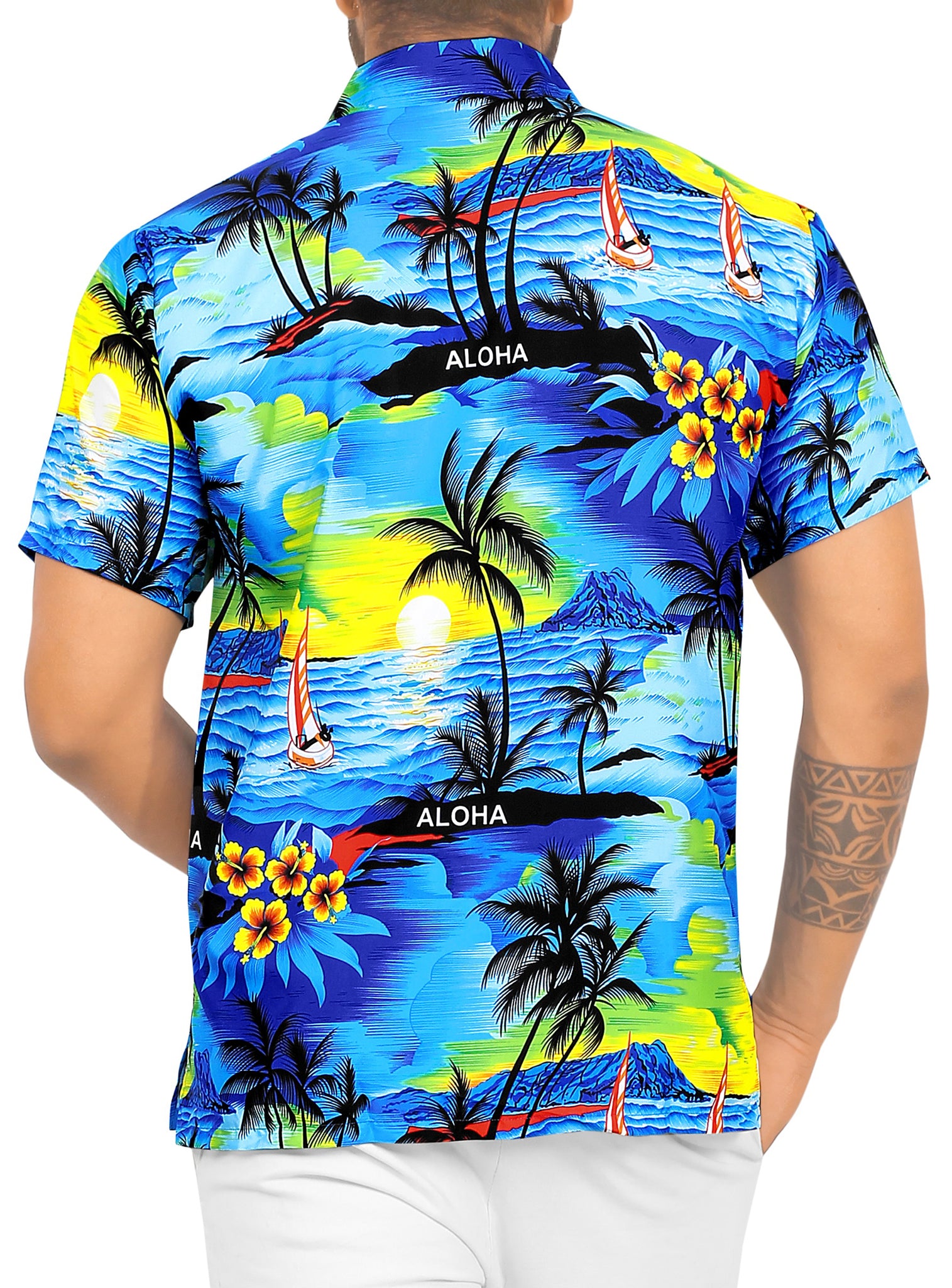 LA LEELA Men Casual Beach hawaiian Shirt Aloha theme Tropical Beach ...