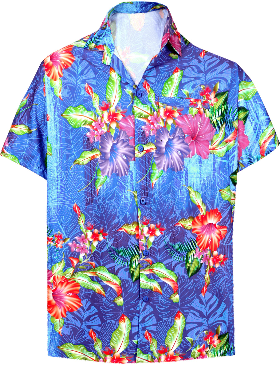 LA LEELA Shirt Casual Button Down Short Sleeve Beach Shirt Men Aloha ...