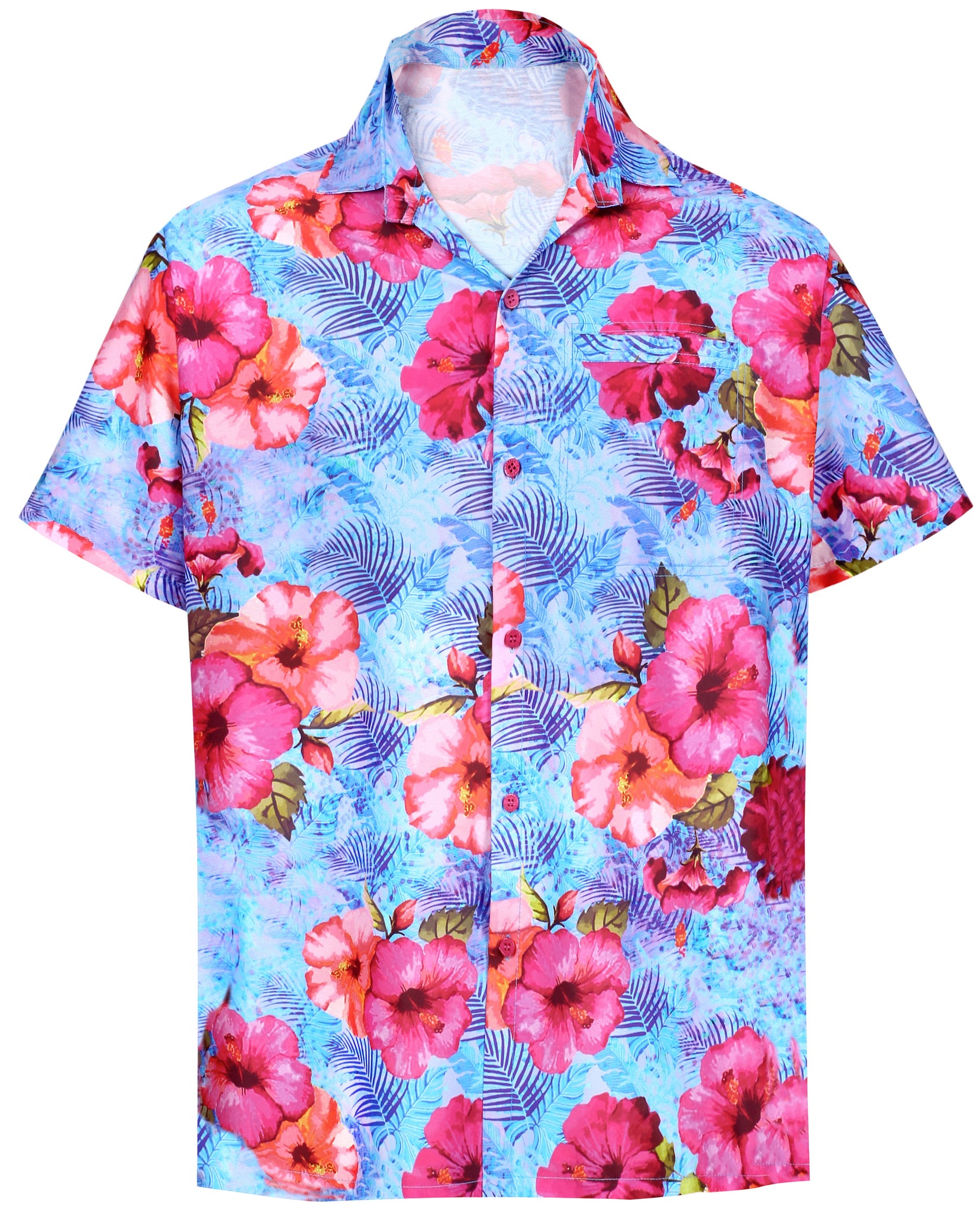 LA LEELA Shirt Casual Button Down Short Sleeve Beach Shirt Men Aloha Poc