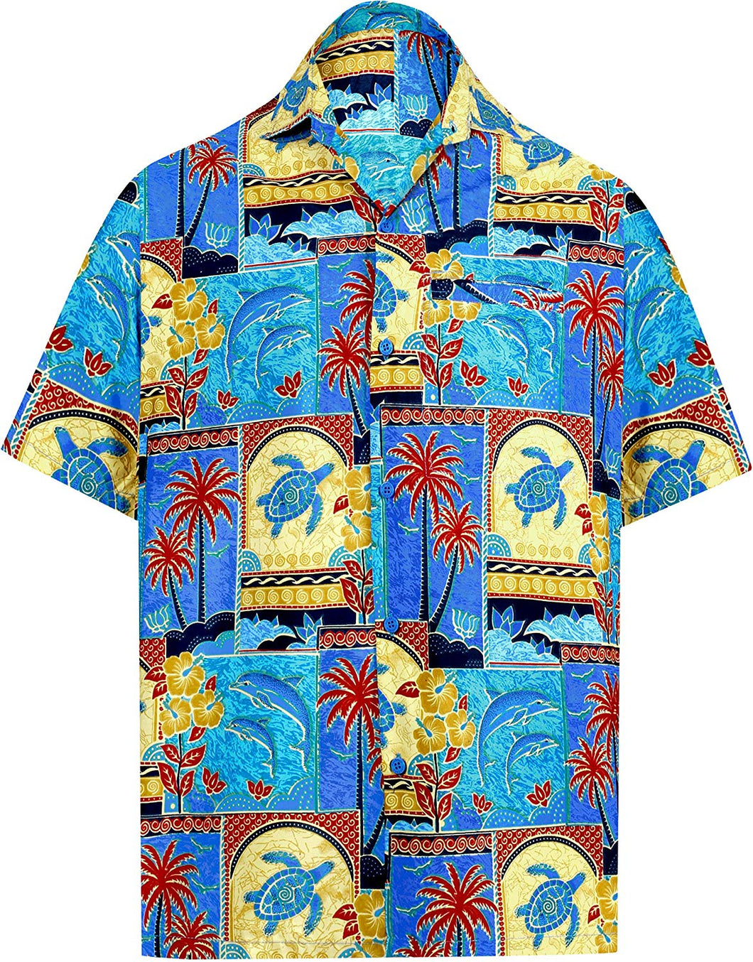 LA LEELA Shirt Casual Button Down Short Sleeve Beach Shirt Men Aloha Poc