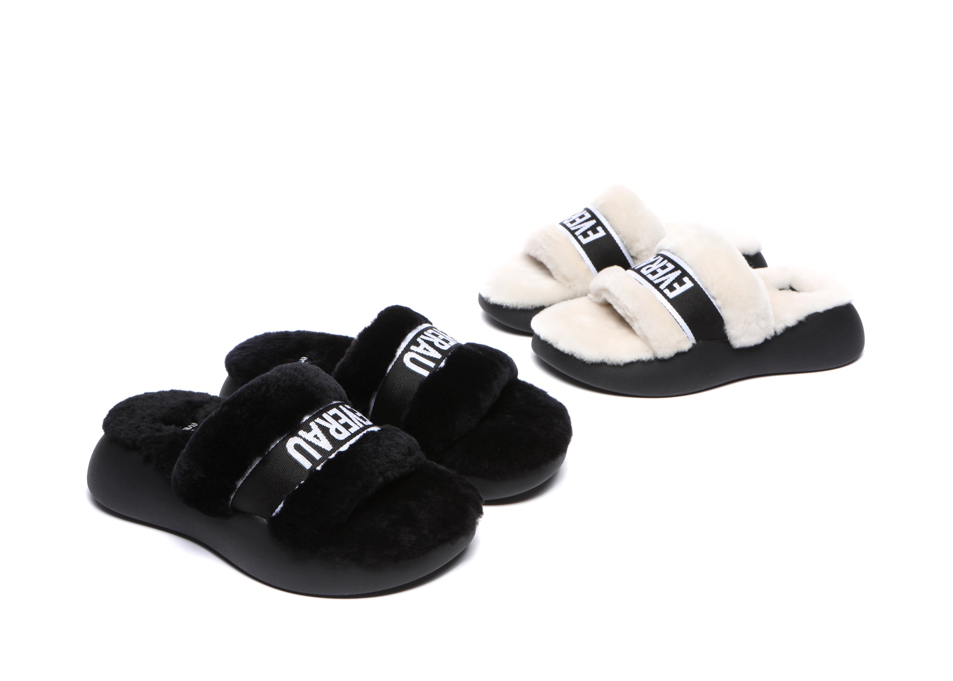 Feathery High Platform UGG Slides