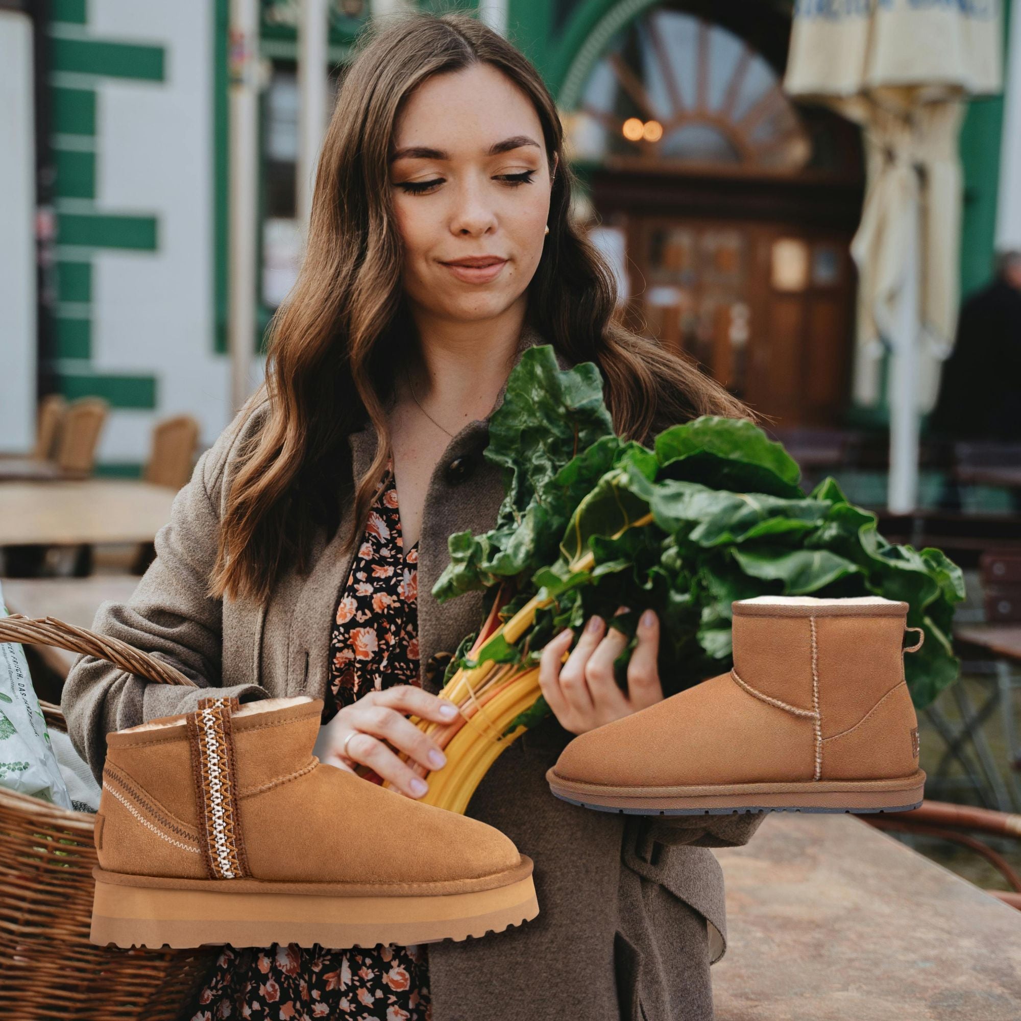 woman at Byron bay market while wearing UGG boots
