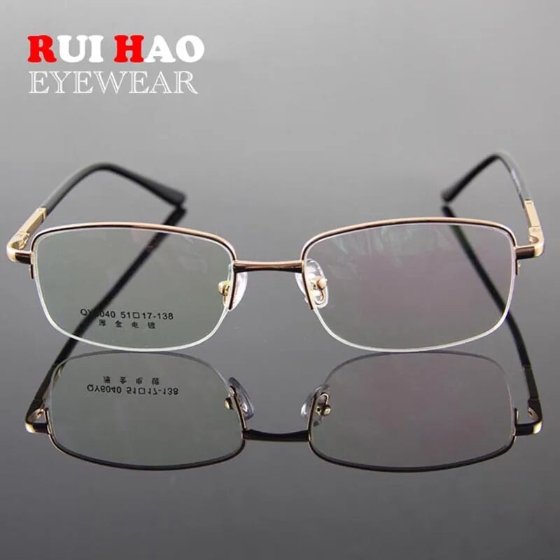 Fashion Eyeglasses Frame Men Spring Temple Rectangle Optical Glasses Frame Half Rimless Eyewear Prescription Spectacles 6040