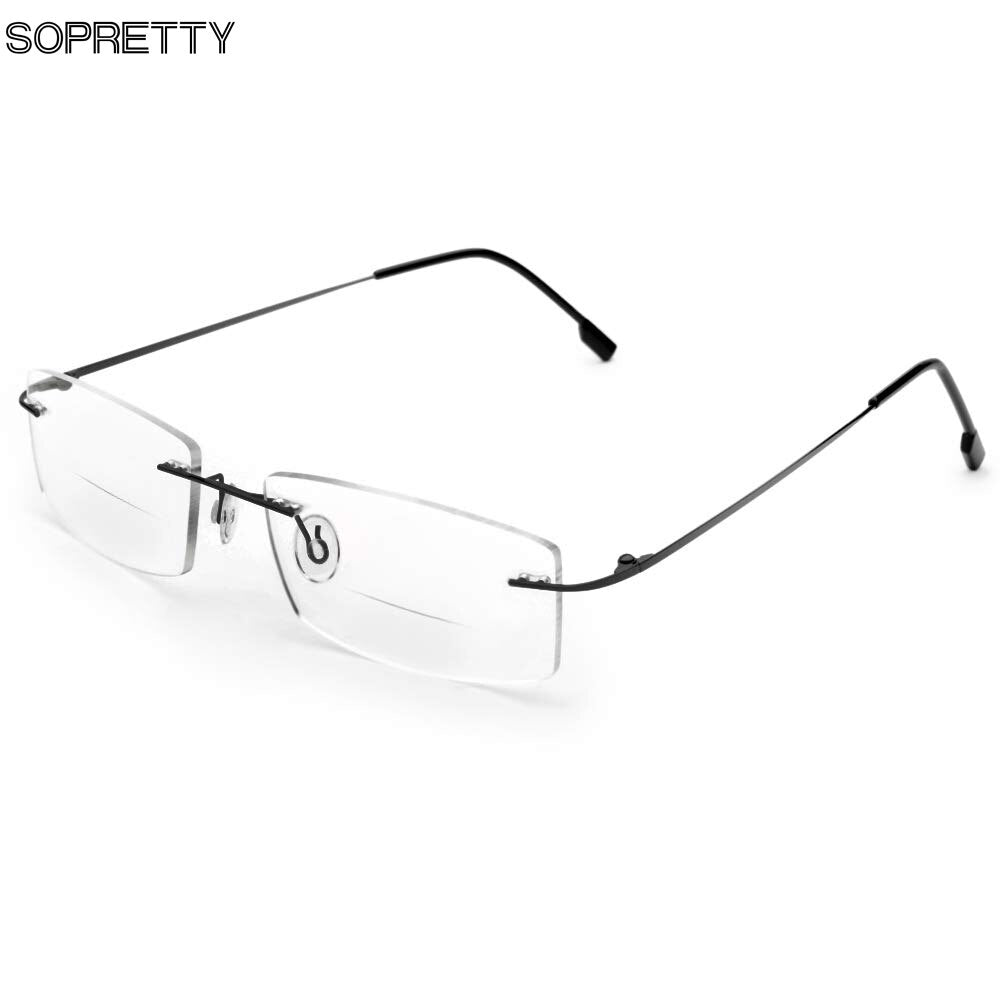 Classic Mens Titanium Rimless Glasses Frames Spring Temple Myopia Op Cinily