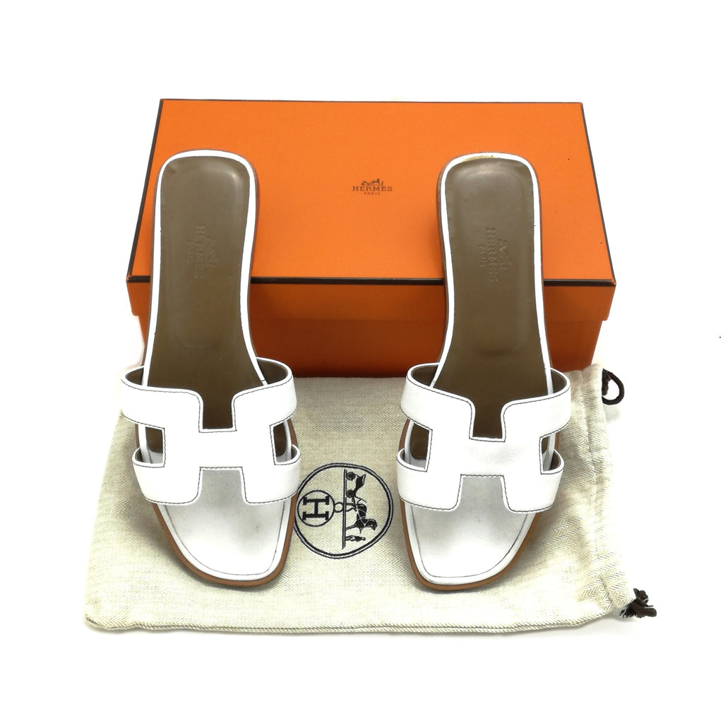 Hermes Oran white women sandals size 38 
