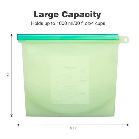 Silicone Food Bags Capacity and measurement