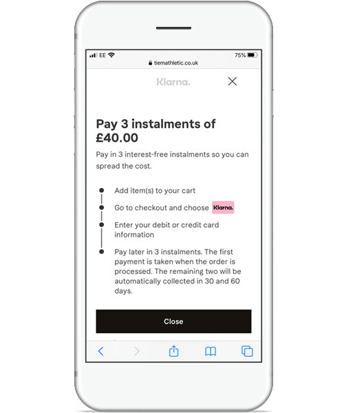 TIEM Athletic Klarna Instalments