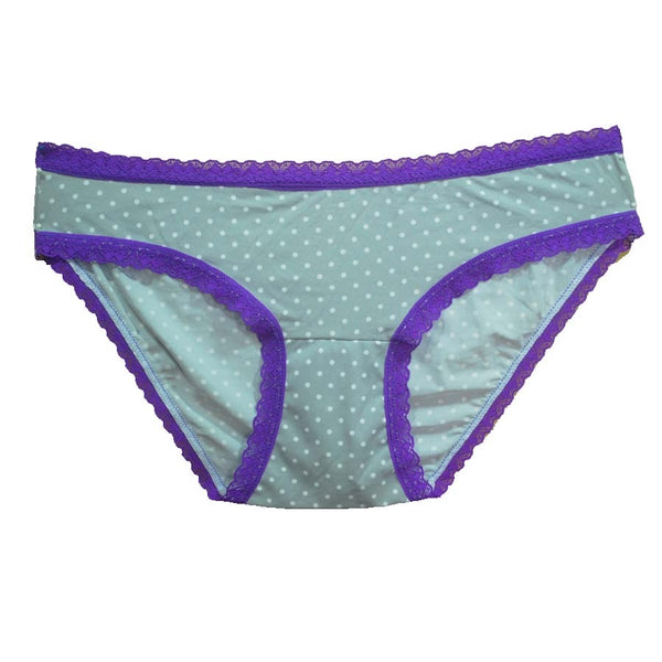 Regenjas Worden Met pensioen gaan Gray with White Polk A Dots & Purple Lace Trim Bikini Panty – Dollar Panties