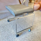 Vintage Lucite Stool With Grey Vinyl Seat