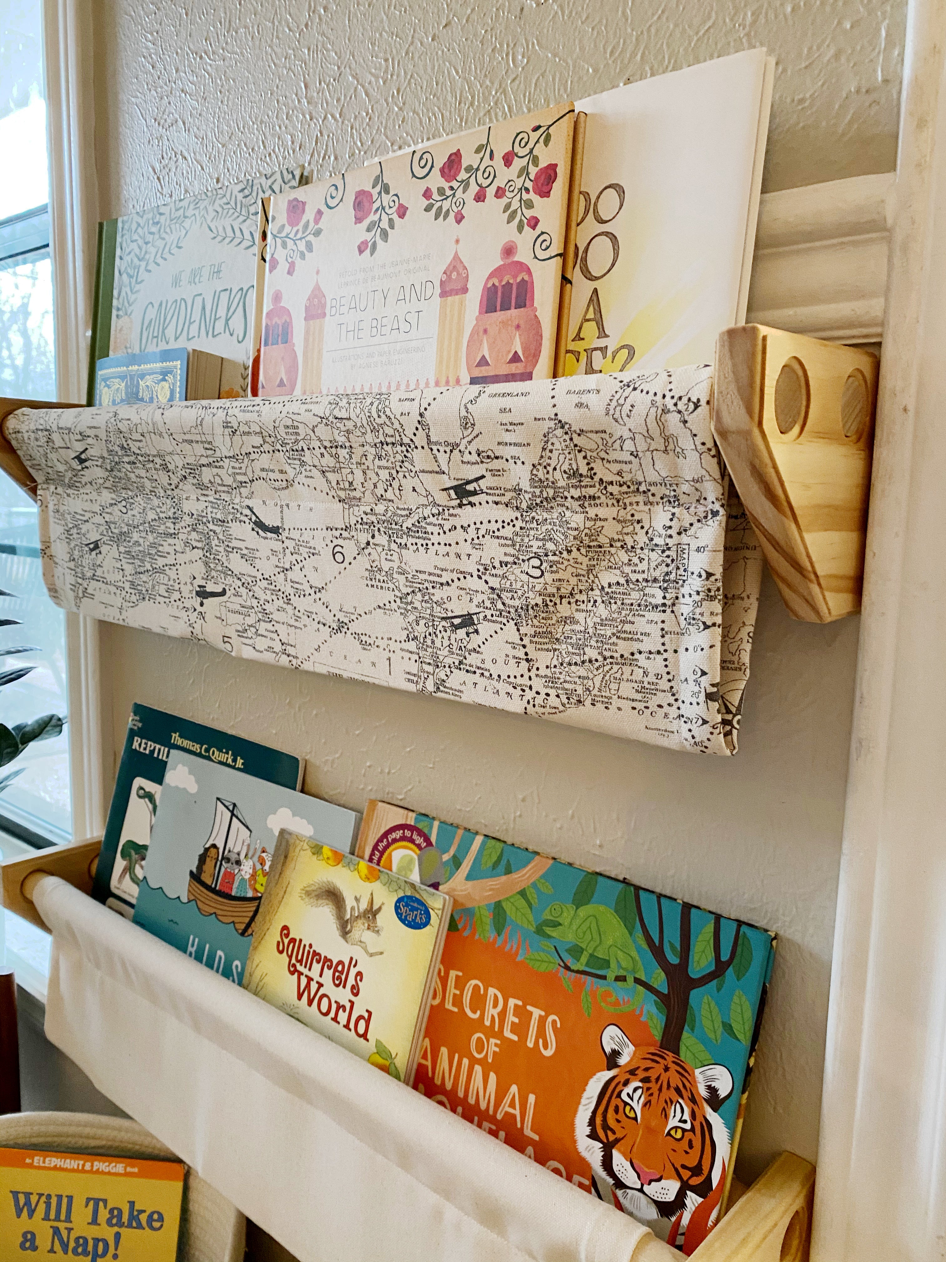 world map bookshelf