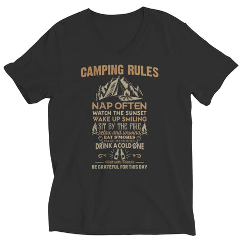 Image of Camp Rules - T-shirt - Ladies V-neck / Black / 2xl - Unisex Shirt - Visualtshirt.com