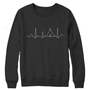 Camping Heartbeat - Long Sleeve - Crewneck Fleece / Black / s - Visualtshirt.com
