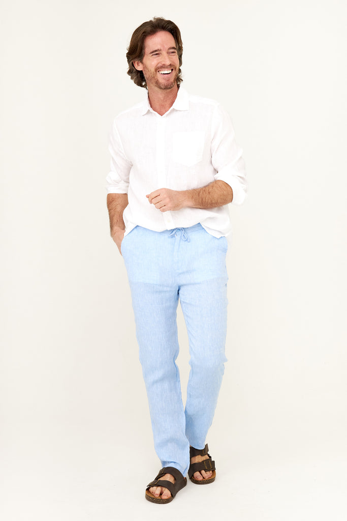 Casual Linen Pant - Blue Stripe – HIHO