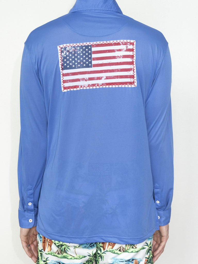 Long Sleeve USA Flag Patch T-Shirt - White White / L