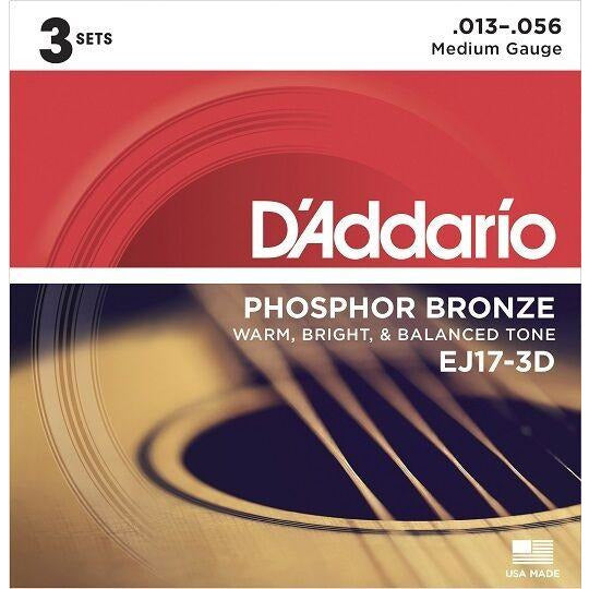 D'Addario EJ26-3D Phospher Bronze Acoustic Guitar Strings (3 Set