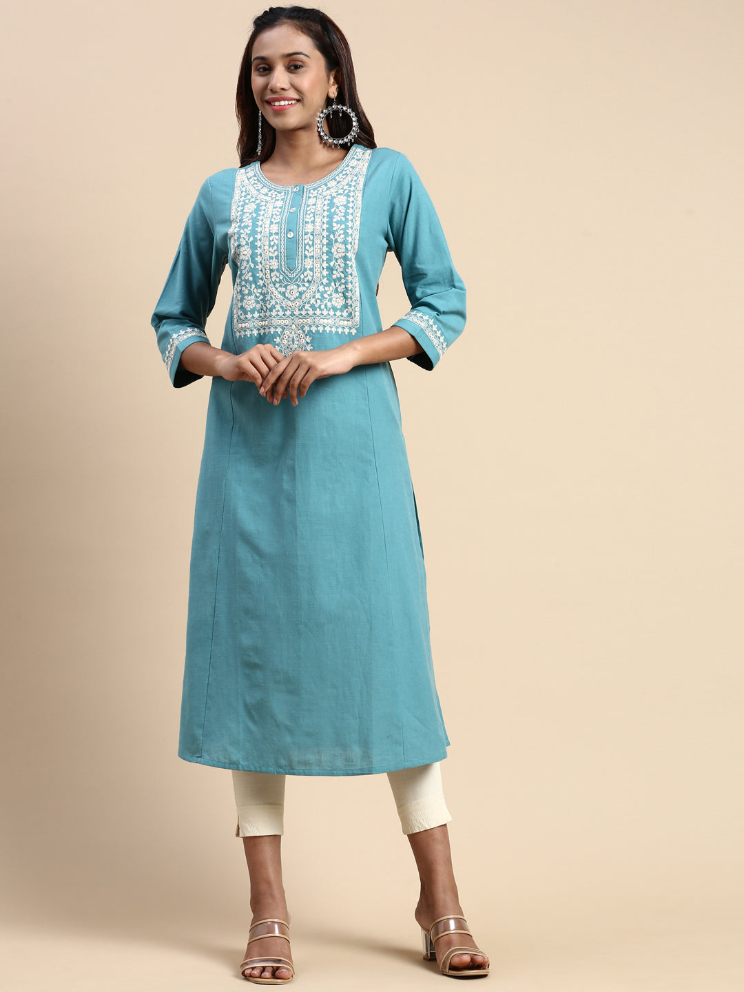 anokherang | Pista Green Embroidered Kurti and Straight Pants with Pista  Green Net | Ethnic Fash… | Silk kurti designs, Kurti designs party wear,  Kurti neck designs