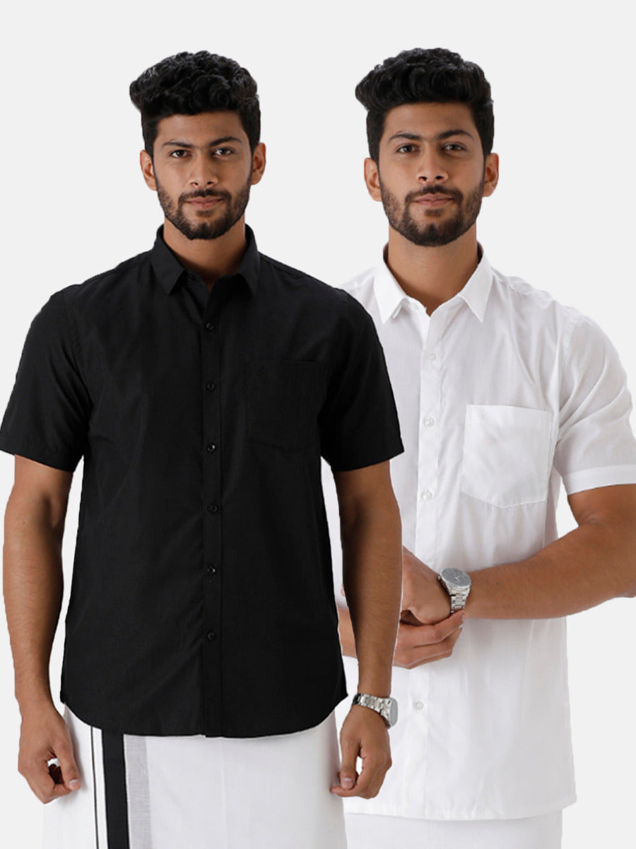 Mens Black and White Full Sleeves Shirt Combo