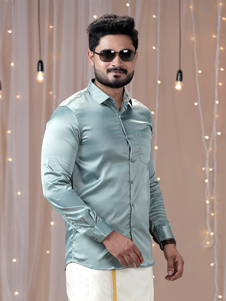 Mens Party Wear Grey Full Sleeves Colour Shirt PSS2